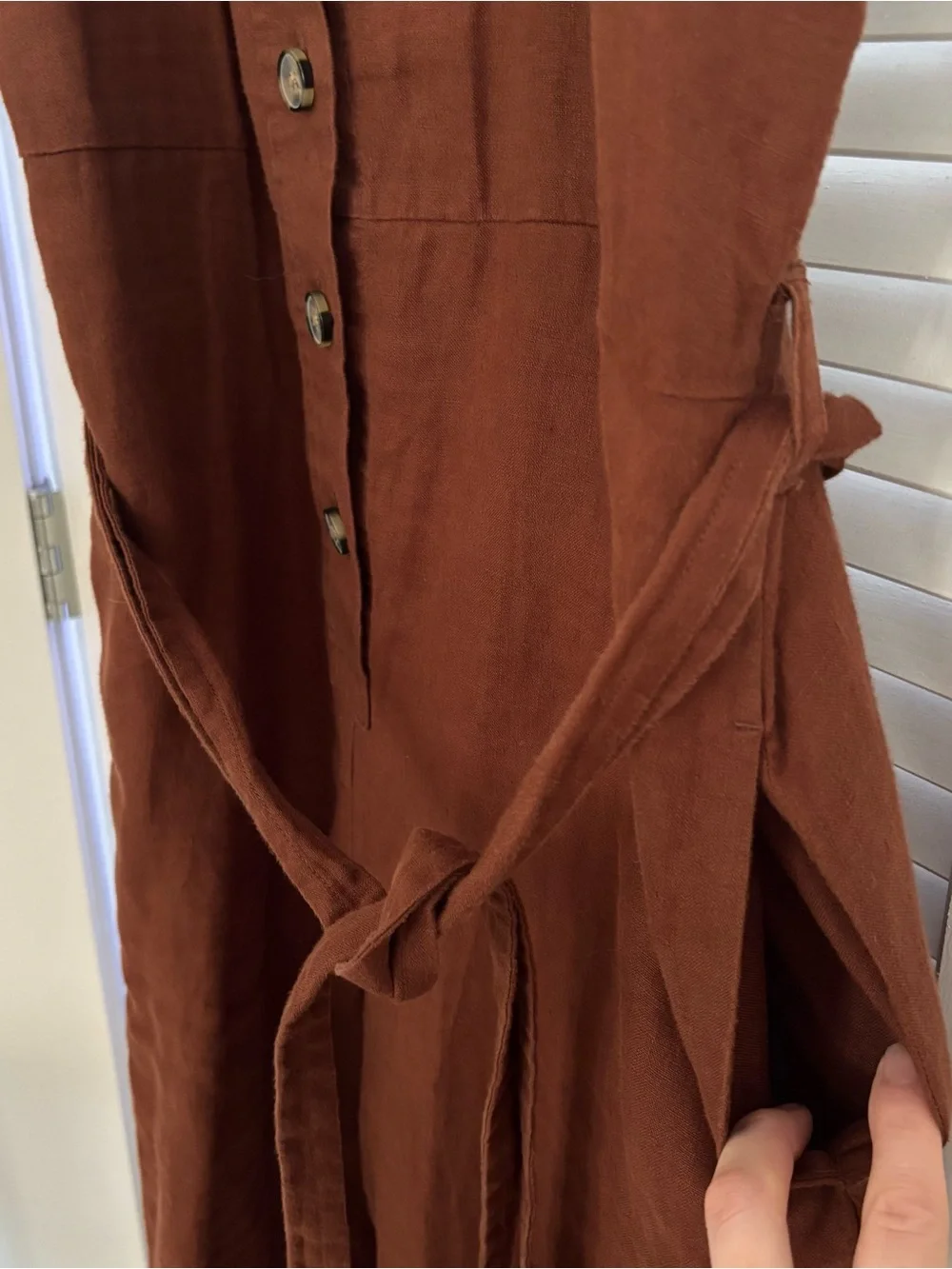 Everlane Rosewood Brown Linen Picnic Jumpsuit